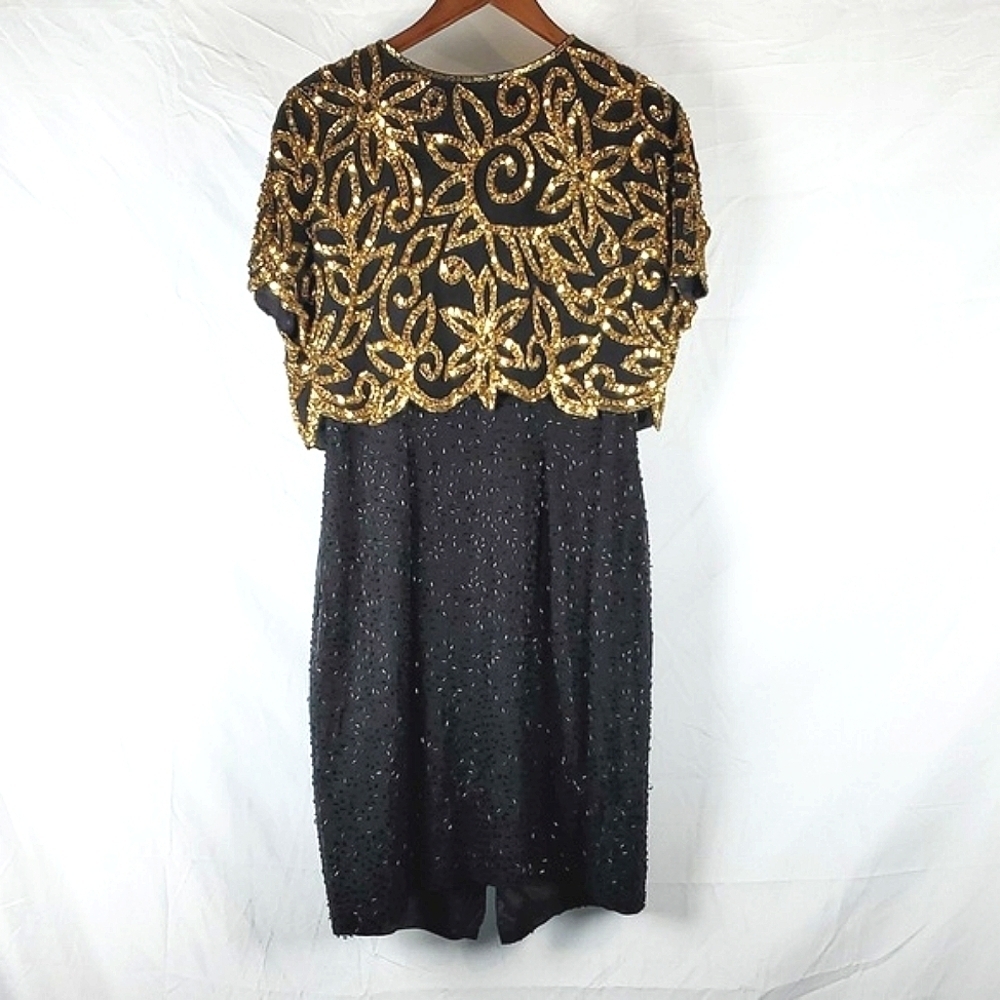 Vintage Niteline Della Roufogali Silk Beaded Cocktail Dress